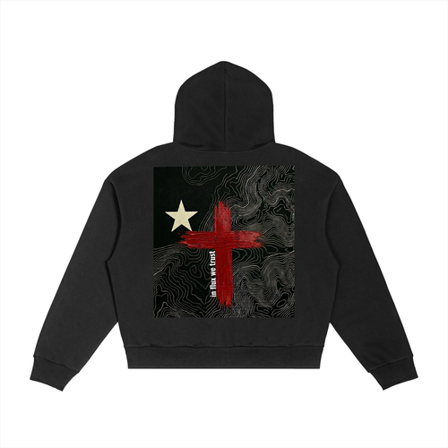 Contrast Plaid Boxy Zip Hoodie