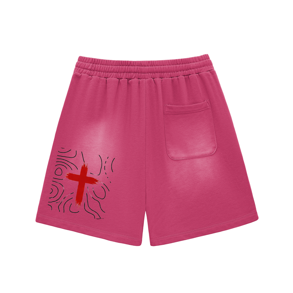 Sun Fade Raw Edge Cotton Shorts