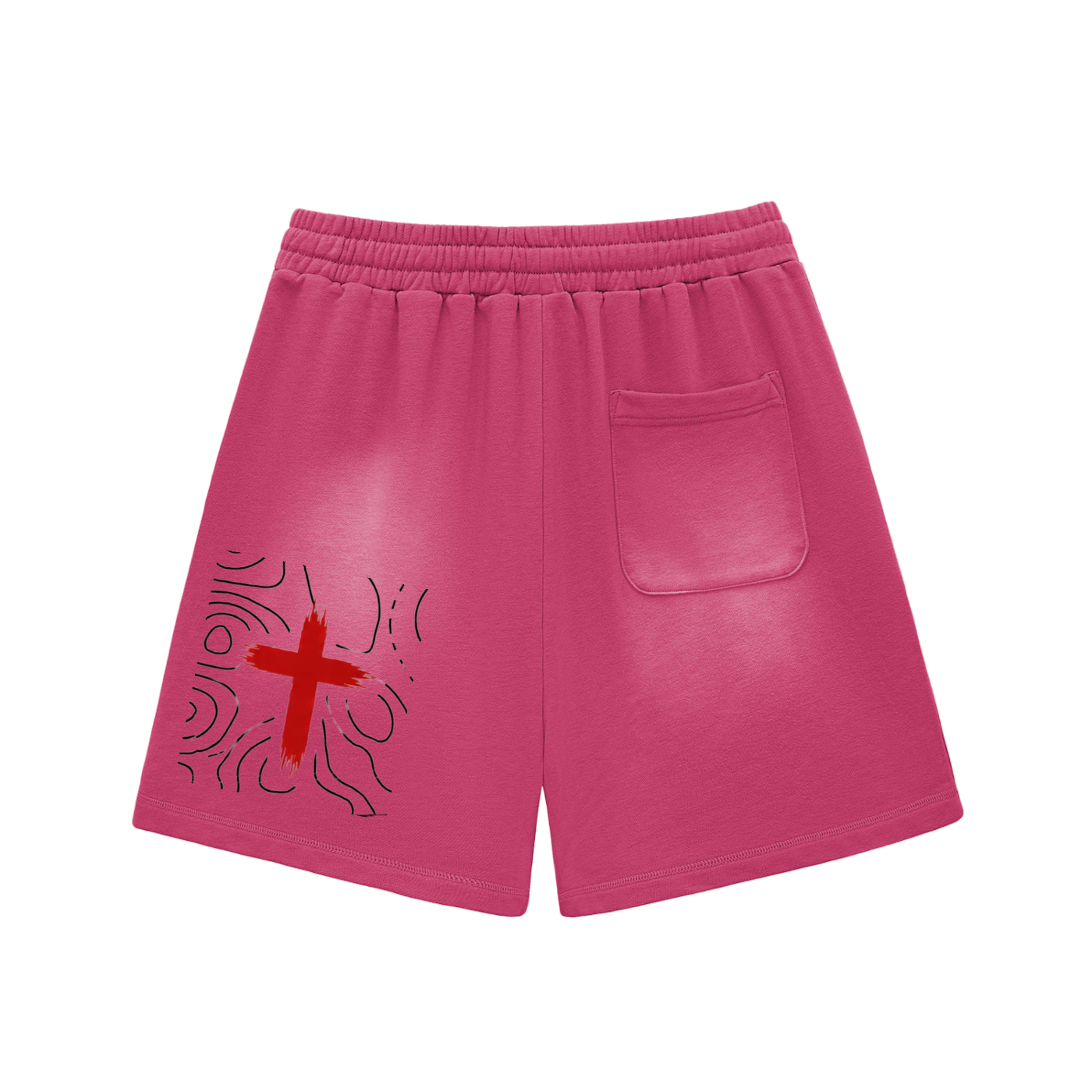 Sun Fade Raw Edge Cotton Shorts